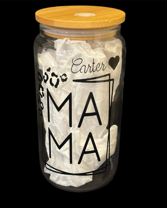 Customizable Leopard Print "Ma Ma" Glass Cup