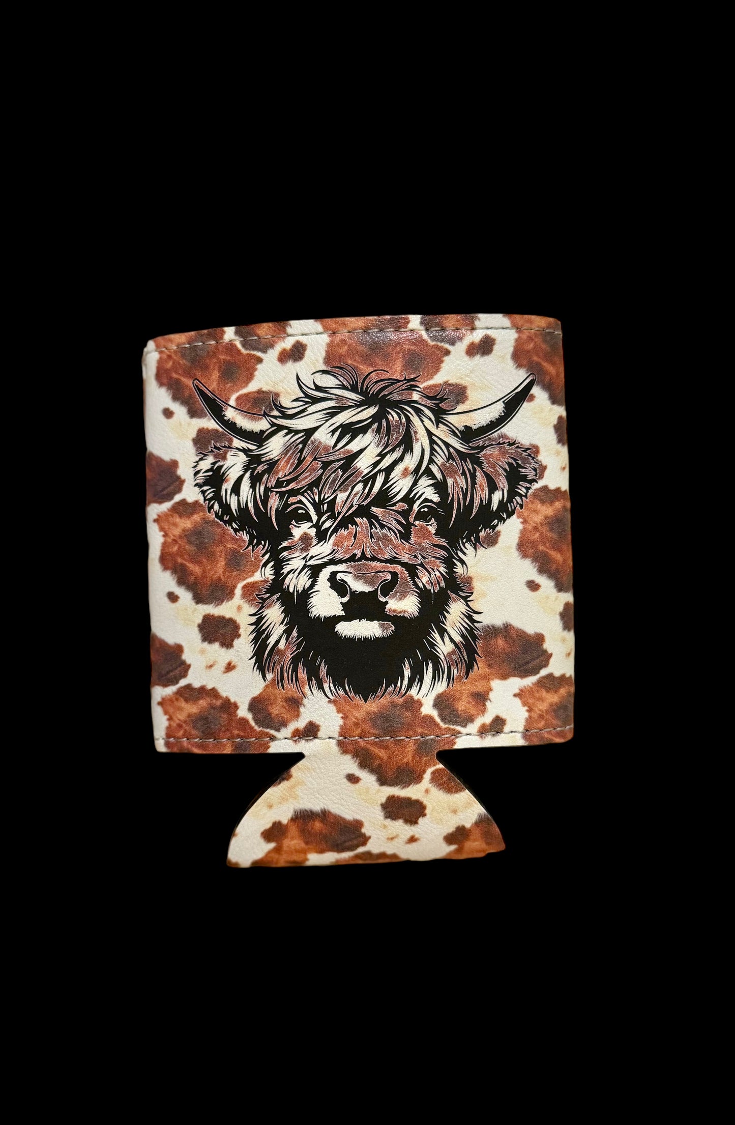 Highland Cow-Cow Print Can Koozie