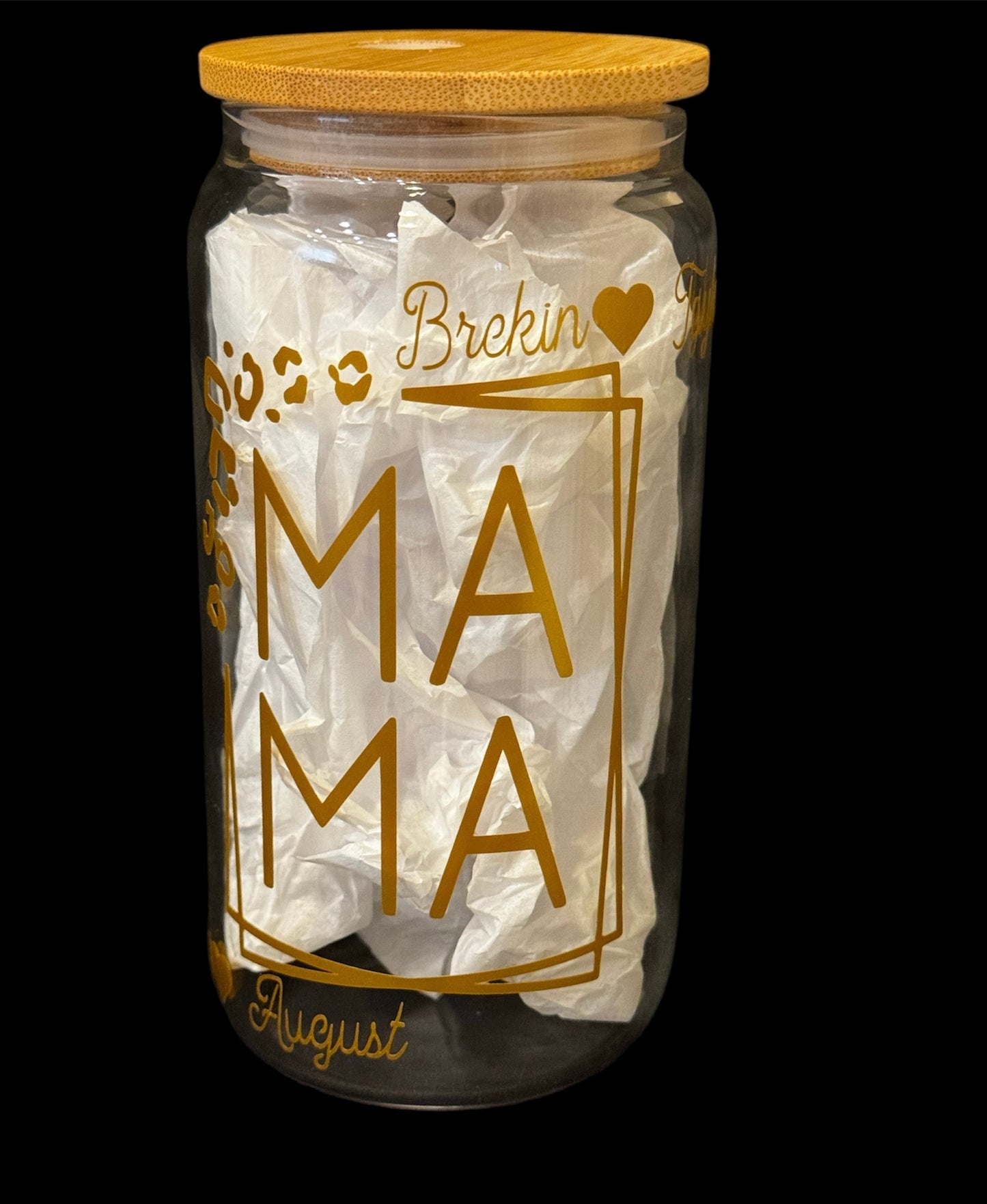 Customizable Leopard Print "Ma Ma" Glass Cup