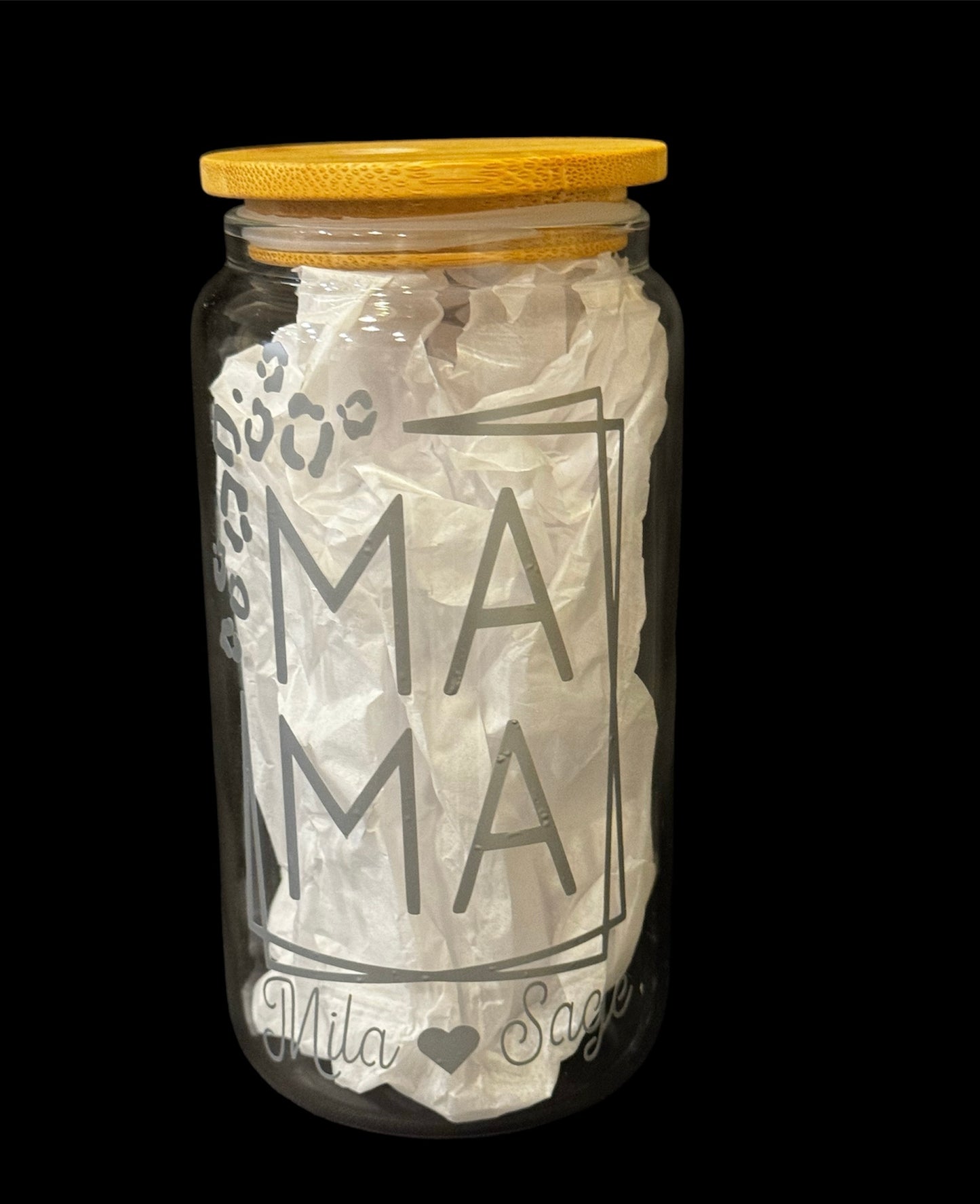 Customizable Leopard Print "Ma Ma" Glass Cup